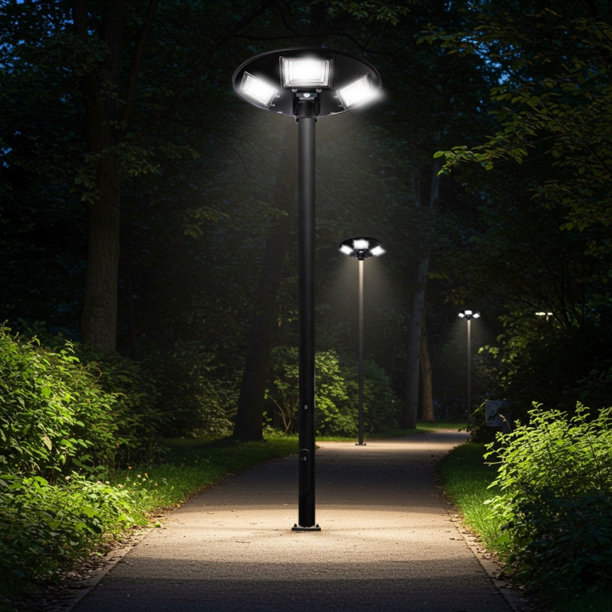 Candeeiro de rua solar LED regulável com sensor LED/22W/6V 18000 mAh 6500K IP65 preto + comando