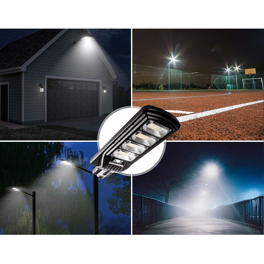 Candeeiro de rua LED solar regulável com sensor LED/240W/6V 6500K IP65 preto + comando