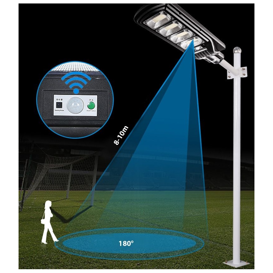 Candeeiro de rua LED solar regulável com sensor LED/240W/6V 6500K IP65 preto + comando