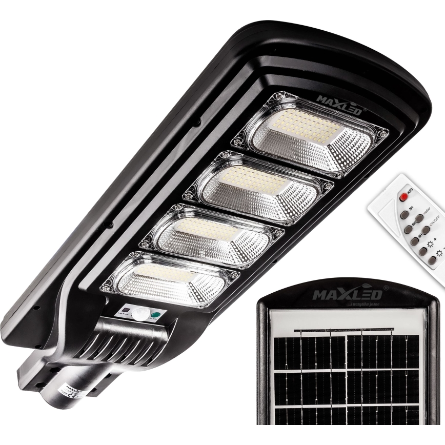 Candeeiro de rua LED solar regulável com sensor LED/240W/6V 6500K IP65 preto + comando