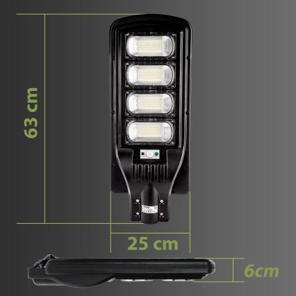 Candeeiro de rua LED solar regulável com sensor LED/240W/6V 6500K IP65 preto + comando