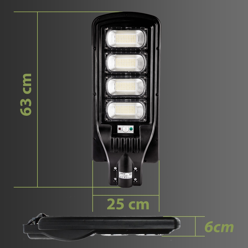 Candeeiro de rua LED solar regulável com sensor LED/240W/6V 6500K IP65 preto + comando