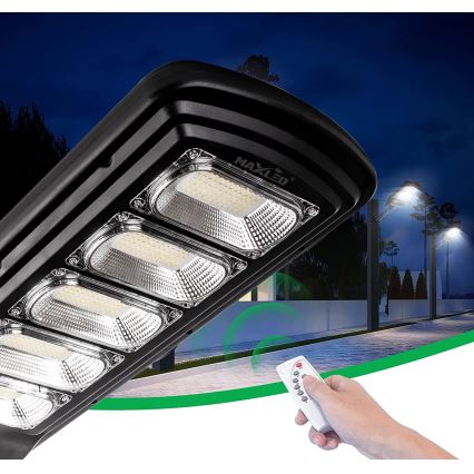 Candeeiro de rua LED solar regulável com sensor LED/300W/6V 6500K IP65 preto + comando
