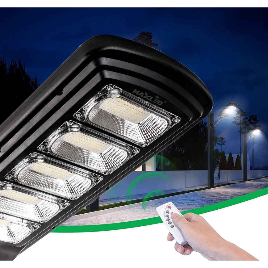 Candeeiro de rua LED solar regulável com sensor LED/300W/6V 6500K IP65 preto + comando