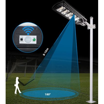 Candeeiro de rua LED solar regulável com sensor LED/300W/6V 6500K IP65 preto + comando
