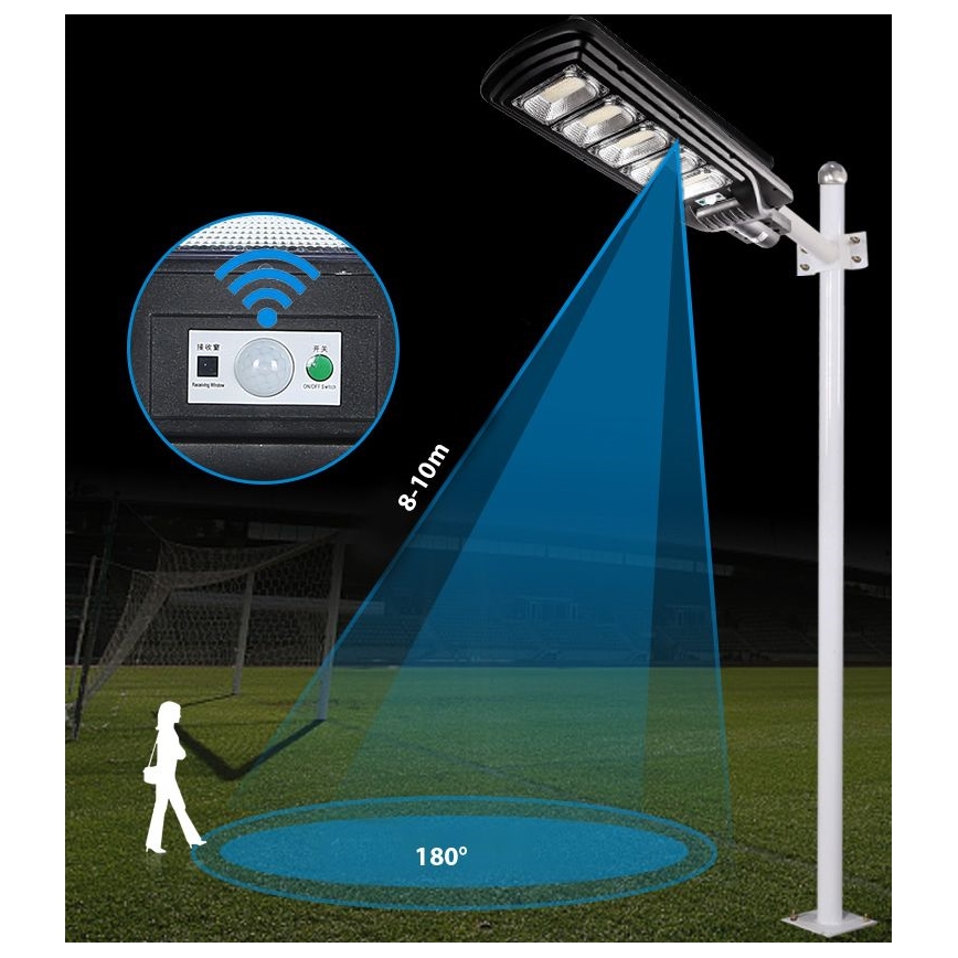 Candeeiro de rua LED solar regulável com sensor LED/300W/6V 6500K IP65 preto + comando