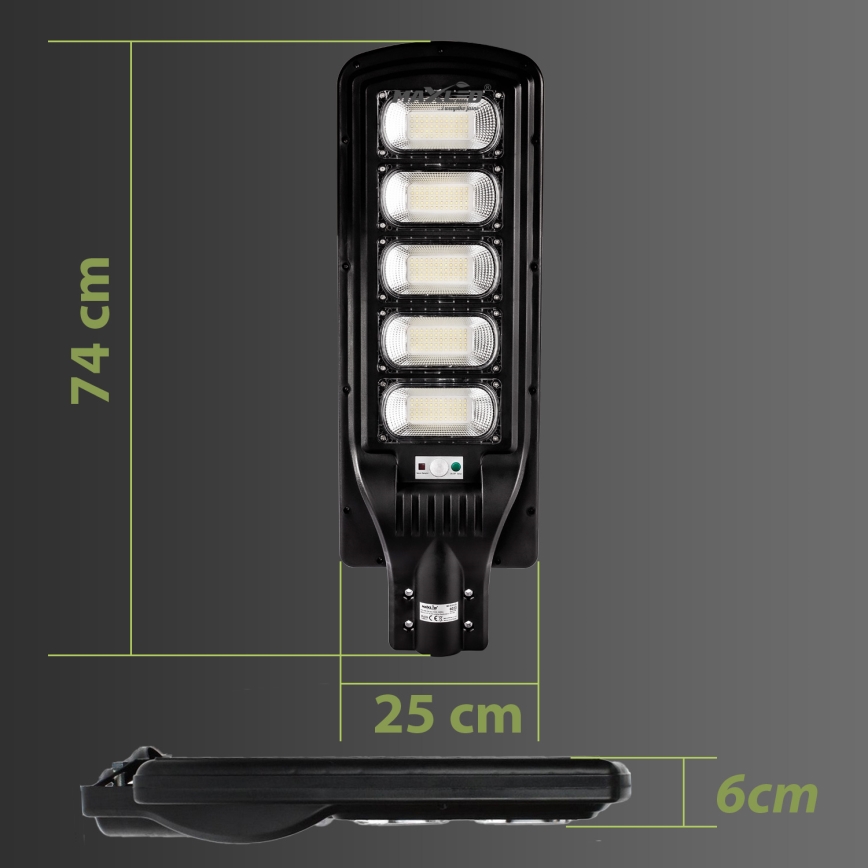 Candeeiro de rua LED solar regulável com sensor LED/300W/6V 6500K IP65 preto + comando