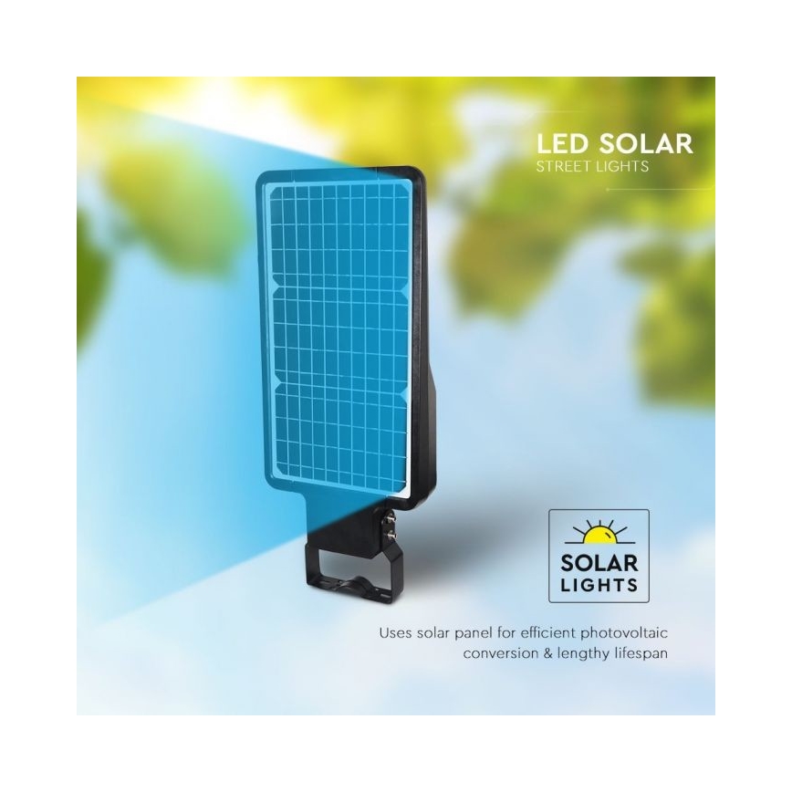 Candeeiro de rua solar LED com um sensor LED/40W/9,6V IP65 6000K + controlo remoto
