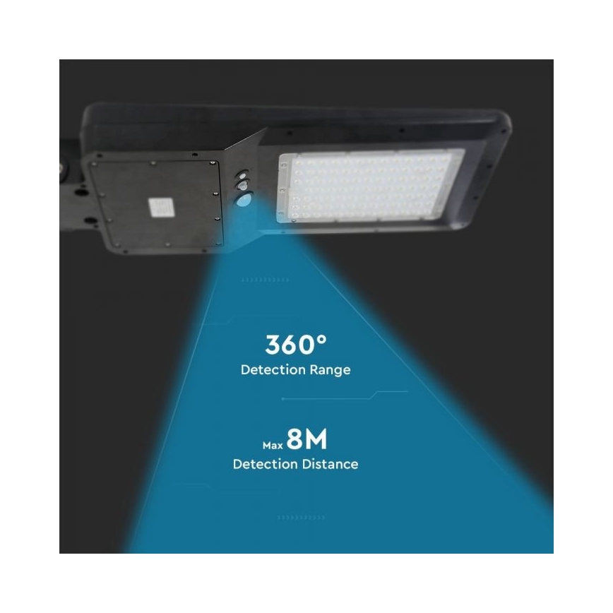 Candeeiro de rua solar LED com um sensor LED/40W/9,6V IP65 6000K + controlo remoto