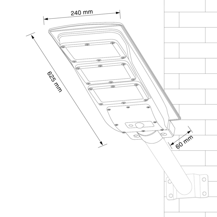 Candeeiro de rua solar LED com um sensor STREET LED/10W/3,2V IP65 + controlo remoto