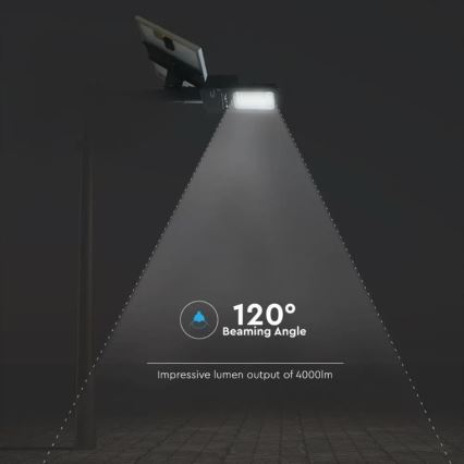 Candeeiro de rua solar regulável LED/50W/6,4V 6000K IP65 50000 mAh + comando