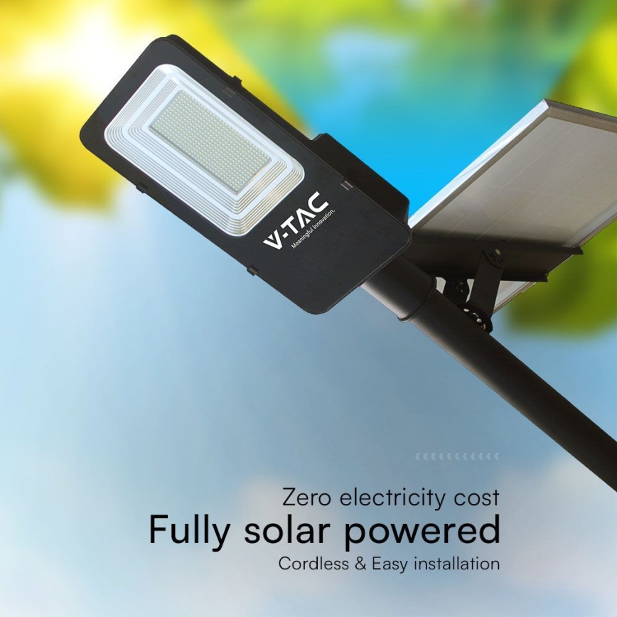 Candeeiro de rua solar híbrido regulável LED/50W/230V 4000K IP65 50000 mAh + comando