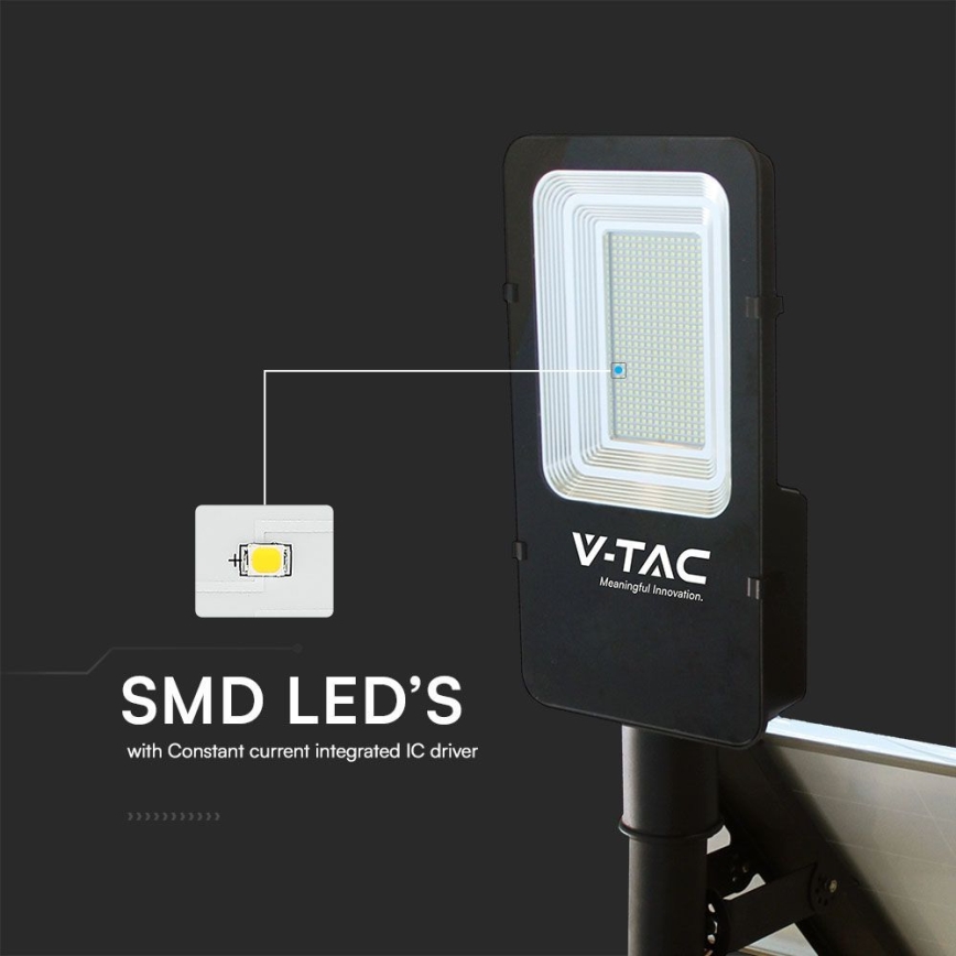 Candeeiro de rua solar híbrido regulável LED/50W/230V 4000K IP65 50000 mAh + comando