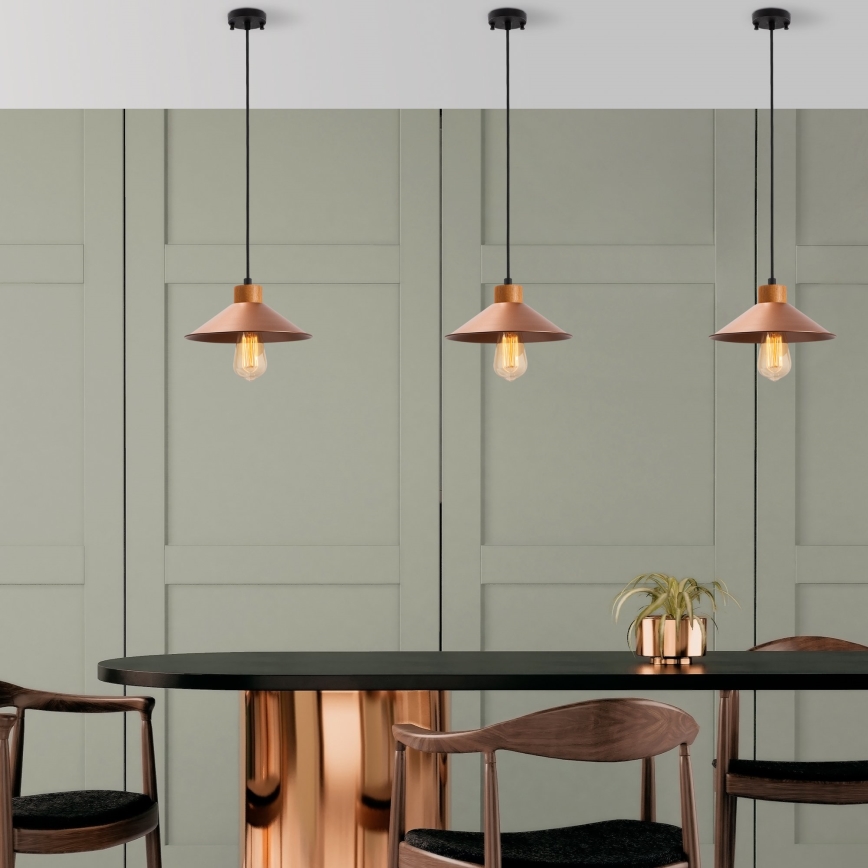 Candeeiro de suspensão MANAVGAT 1xE27/40W/230V cobre/castanho