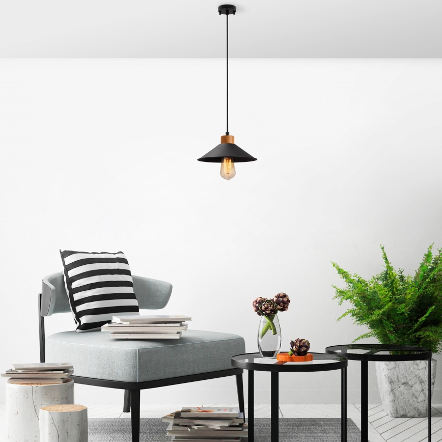 Candeeiro de suspensão MANAVGAT 1xE27/40W/230V preto/braúna