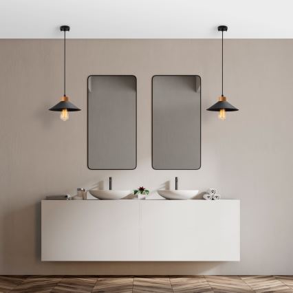 Candeeiro de suspensão MANAVGAT 1xE27/40W/230V preto/braúna