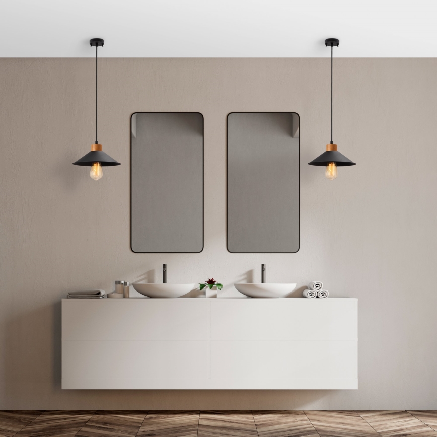Candeeiro de suspensão MANAVGAT 1xE27/40W/230V preto/braúna