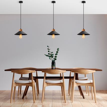 Candeeiro de suspensão MANAVGAT 1xE27/40W/230V preto/braúna