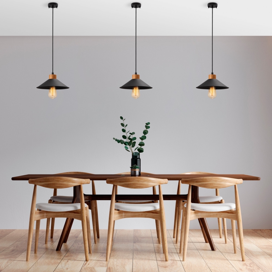 Candeeiro de suspensão MANAVGAT 1xE27/40W/230V preto/braúna