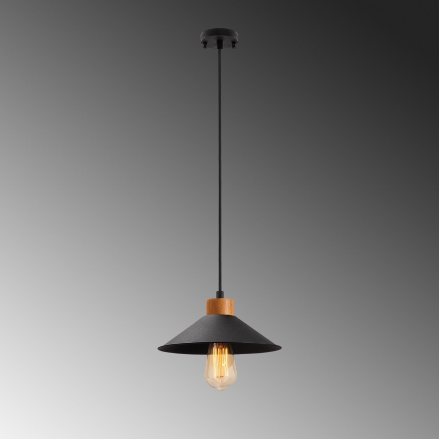 Candeeiro de suspensão MANAVGAT 1xE27/40W/230V preto/braúna