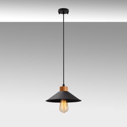 Candeeiro de suspensão MANAVGAT 1xE27/40W/230V preto/braúna