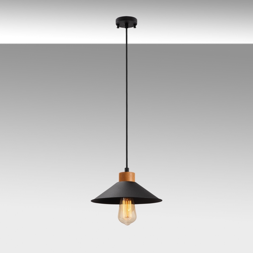 Candeeiro de suspensão MANAVGAT 1xE27/40W/230V preto/braúna