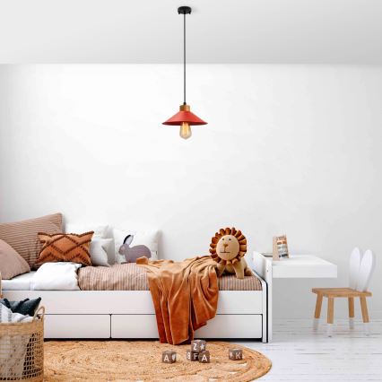 Candeeiro de suspensão MANAVGAT 1xE27/40W/230V vermelho/castanho