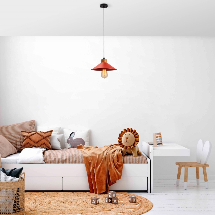 Candeeiro de suspensão MANAVGAT 1xE27/40W/230V vermelho/castanho