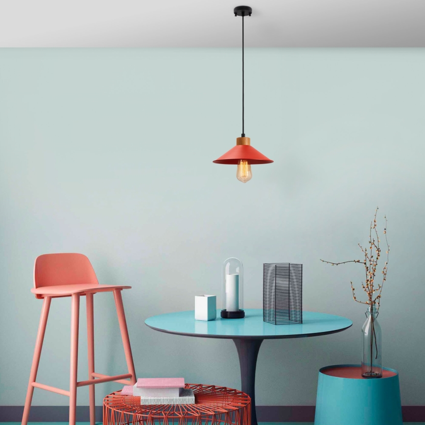 Candeeiro de suspensão MANAVGAT 1xE27/40W/230V vermelho/castanho