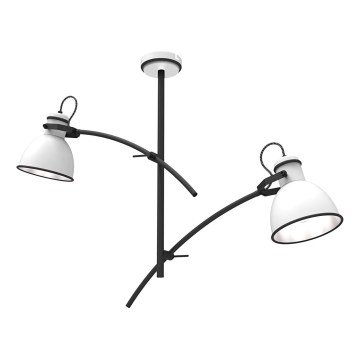 Candeeiro de tecto com haste ZUMBA 2xE27/60W/230V branco/preto