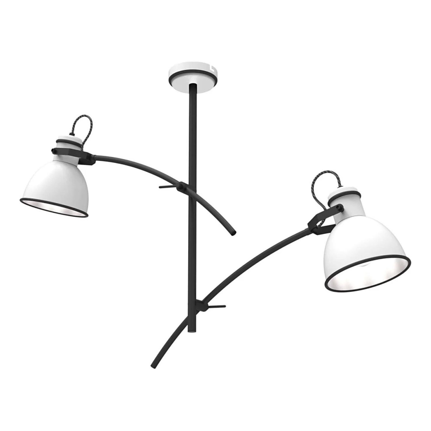 Candeeiro de tecto com haste ZUMBA 2xE27/60W/230V branco/preto