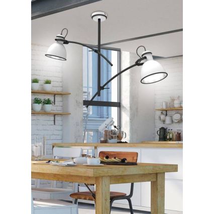 Candeeiro de tecto com haste ZUMBA 2xE27/60W/230V branco/preto