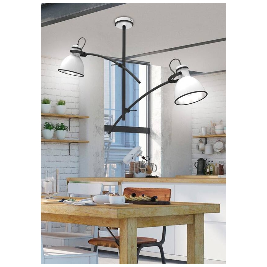 Candeeiro de tecto com haste ZUMBA 2xE27/60W/230V branco/preto