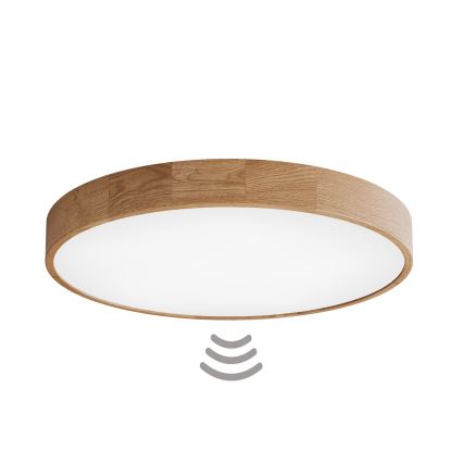 Candeeiro de tecto com sensor CLEO, 6xE27/24W/230V, diâmetro 80 cm, carvalho