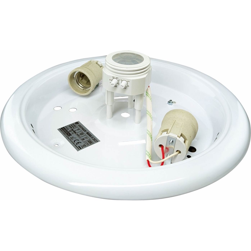 Luminária de teto MANA com sensor de movimento e crepuscular, 2xE27/40W/230V, diâmetro 30 cm, branca