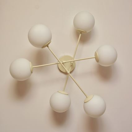 Candeeiro de tecto de montagem à superfície MOON 6xE27/15W/230V cor creme