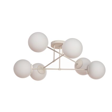 Candeeiro de tecto de montagem à superfície MOON 6xE27/15W/230V cor creme