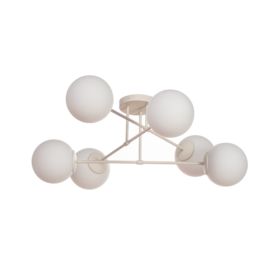 Candeeiro de tecto de montagem à superfície MOON 6xE27/15W/230V cor creme