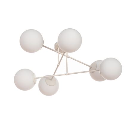 Candeeiro de tecto de montagem à superfície MOON 6xE27/15W/230V cor creme