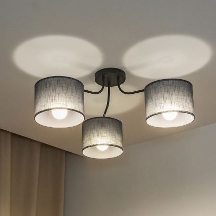 Candeeiro de tecto de montagem direta ALBA 3xE27/15W/230V cinzento