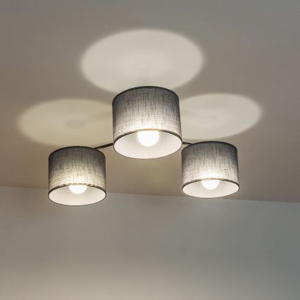 Candeeiro de tecto de montagem direta ALBA 3xE27/15W/230V cinzento