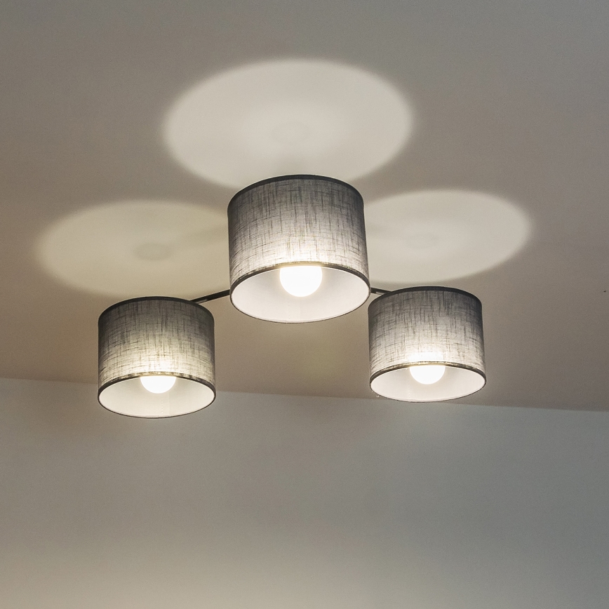 Candeeiro de tecto de montagem direta ALBA 3xE27/15W/230V cinzento