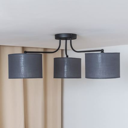 Candeeiro de tecto de montagem direta ALBA 3xE27/15W/230V cinzento