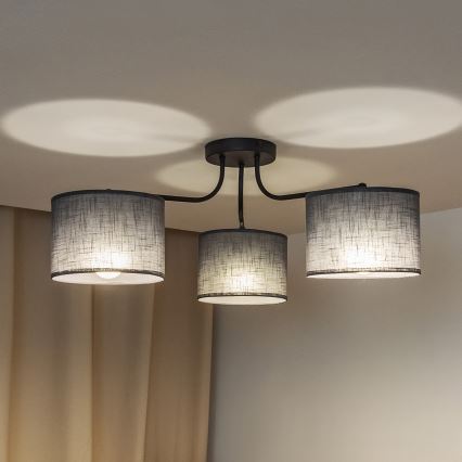 Candeeiro de tecto de montagem direta ALBA 3xE27/15W/230V cinzento