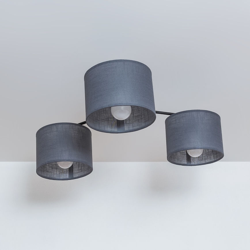 Candeeiro de tecto de montagem direta ALBA 3xE27/15W/230V cinzento