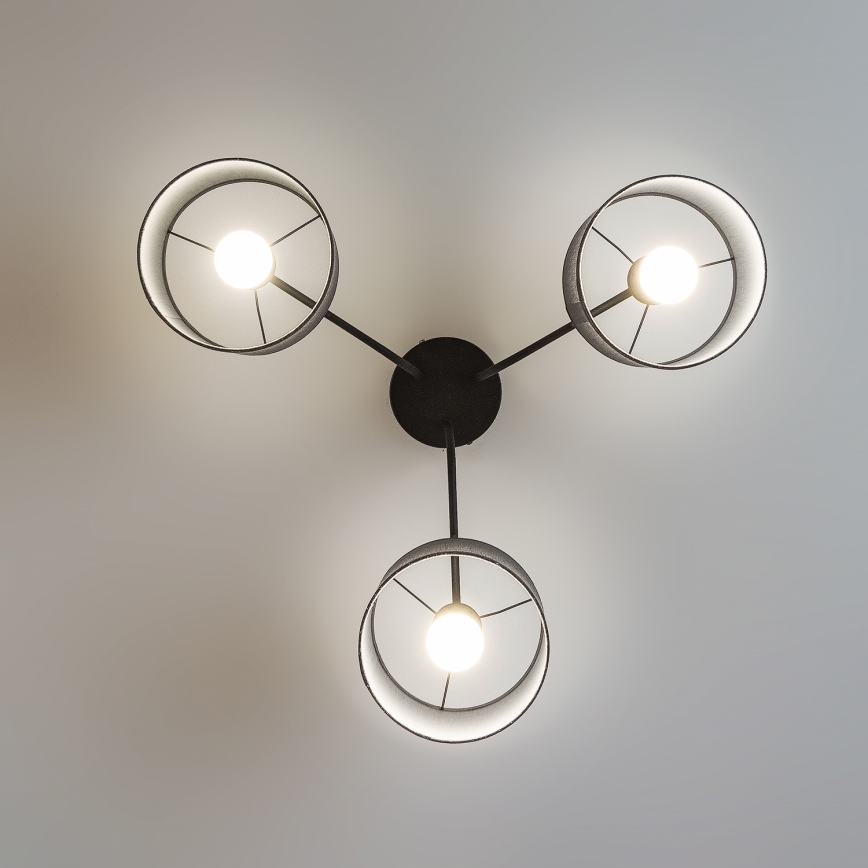 Candeeiro de tecto de montagem direta ALBA 3xE27/15W/230V cinzento
