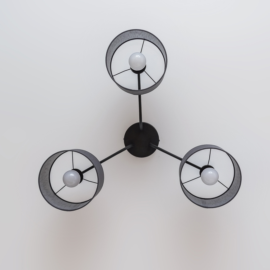 Candeeiro de tecto de montagem direta ALBA 3xE27/15W/230V cinzento