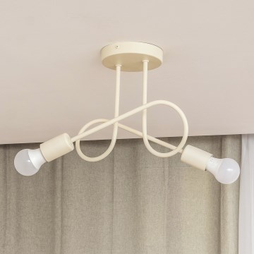 Candeeiro de tecto de montagem superficial OXFORD 2xE27/15W/230V creme