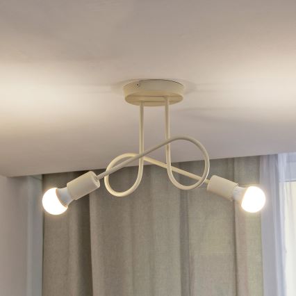Candeeiro de tecto de montagem superficial OXFORD 2xE27/15W/230V creme