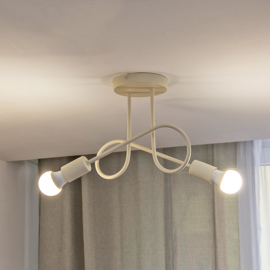 Candeeiro de tecto de montagem superficial OXFORD 2xE27/15W/230V creme